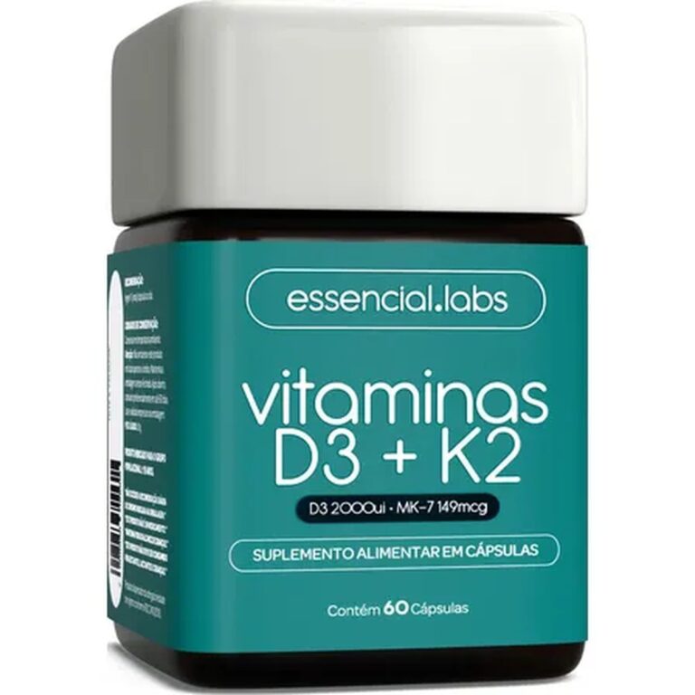 Vitamina D3 + K2 Menaquinona-7 – Fórmula Com Máxima Concentração E Biodisponibilidade – 60 Cápsulas Sem Sabor