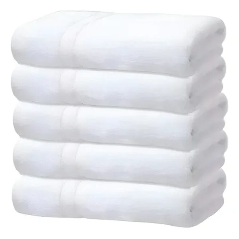 Kit 5 Toalhas Banho Gigante Grossa Hotel Luxo 75x150cm 480g Branco Hotel