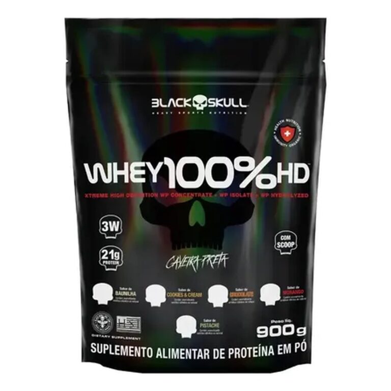 Suplemento en pó Black Skull Whey Protein Massa Muscular Proteína de Whey 100% HD sabor chocolate x 900g