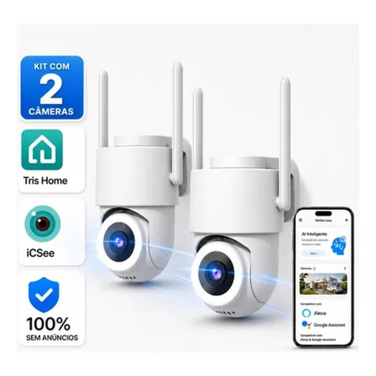 2 Câmera Segurança Ip Wifi Icsee Infravermelho Prova D’água Branco