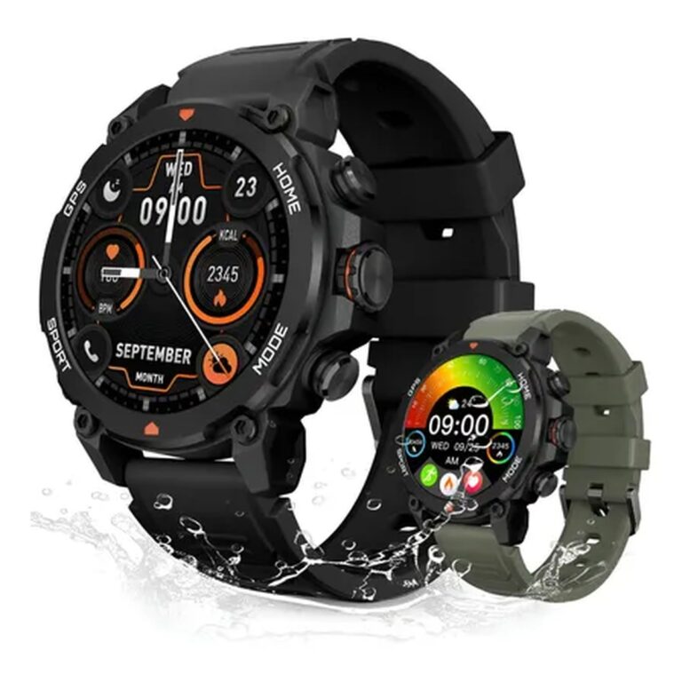Relógio Smartwatch Aurafit Trek1 Com Gps À Prova D’água 5atm Preto Sport Preto/verde