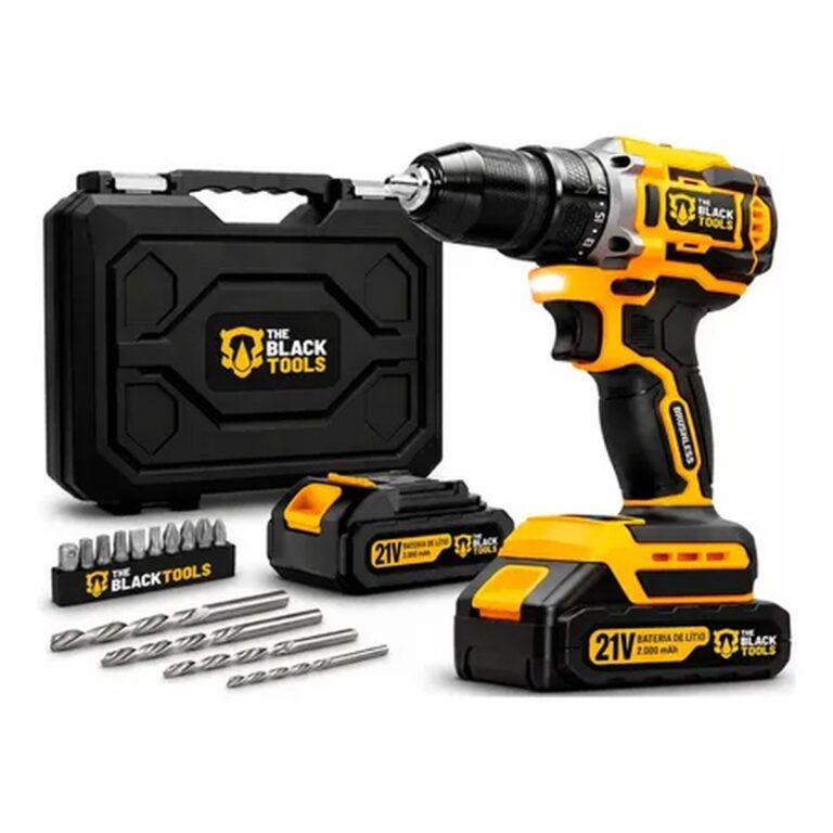 Parafusadeira Furadeira Impacto The Black Tools C/2 Baterias Amarelo E Preto 60hz 127/220v